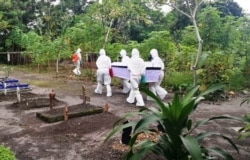 TRC BPBD DIY melaksanakan pemakaman salah satu pasien yang meninggal pada 1 April 2020 di Yogyakarta. (Foto: TRC BPBD DIY)