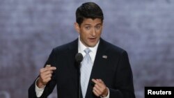 Paul Ryan memberikan pidato setelah menerima nominasi partai Republik sebagai Cawapres AS mendampingi Capres Mitt Romney (29/8).