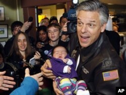 Jon Huntsman en campagne à Henniker, New Hampshire (9 janvier 2012)