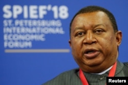 OPEC Secretary-General Mohammad Barkindo attends a session of the St. Petersburg International Economic Forum, Russia, May 25, 2018.