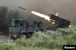 台灣在台中舉行漢光軍演反登陸實彈演習。 （2020年7月16日）