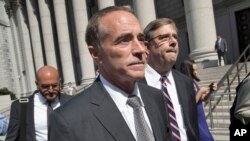 Republican Congressman Christopher Collins leaves federal court in New York, Aug. 8, 2018.