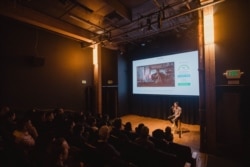 Champ Ensminger talked to the U.S. audience at a screening of Yai Nin, his short documentary about his Thai grandmother, Ninlawan Pinyo.