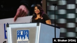 FILE - Astrid Silva, an undocumented immigrant known as a DREAMer, shared her family's story with the Democratic National Convention, in Philadelphia, July 25, 2016.