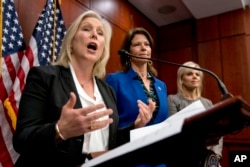 Sen. Kirsten Gillibrand, D-N.Y., speaks at a news conference on Capitol Hill, Dec. 6, 2017. Gillibrand and fellow female Democratic senators have united in calling for Sen. Al Franken to resign amid sexual misconduct allegations.