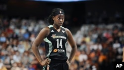 Sugar Rodgers de The New York Liberty lors d'un match de la WNBA à Uncasville, USA, le 29 août 2015. 