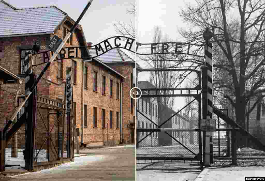 Auschwitz dulu dan sekarang. (Courtesy of Auschwitz-Birkenau State Museum)