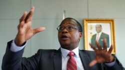 Finance Minister Mthuli Ncube gestures during a media briefing in Harare, Zimbabwe, Oct. 5, 2018.