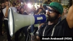 Protesters in Charlotte begin their march on Thursday evening.