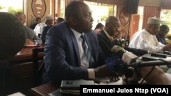 Bernard Okala Bilai, gouverneur du Sud-Ouest, fait le point sur la situation sécuritaire avant les élections, à Yaoundé, le 5 février 2020. (VOA/Emmanuel Jules Ntap)