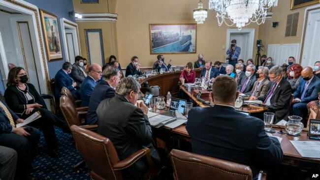 The House Rules Committee begins work on President Joe Biden's sweeping domestic agenda, the Build Back Better Act, at the Capitol in Washington, Nov. 3, 2021.