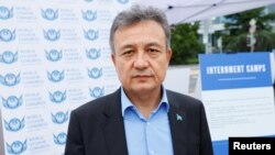 FILE - Dolkun Isa, head of the World Uyghur Congress, poses for a photo in Geneva, Switzerland, Sept. 1, 2021. China attempted to block Isa from speaking at the United Nations Human Rights Council on March 23, 2023.