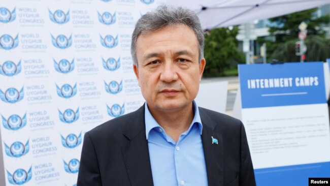 FILE - Dolkun Isa, head of the World Uyghur Congress, poses for a photo in Geneva, Switzerland, Sept. 1, 2021. China attempted to block Isa from speaking at the United Nations Human Rights Council on March 23, 2023.