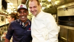 Chefs Marcus Samuelsson and Daniel Humm (right) are shown in 2015. (Photo by Mark Von Holden/Invision for James Beard Foundation/AP Images)