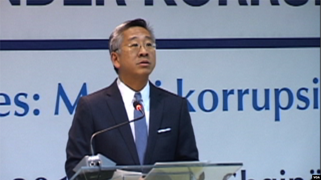 US ambassador in Albania Donald Lu, speaking in a conference about corruption
