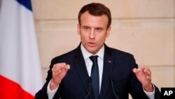 French President Emmanuel Macron april 16, 2018