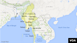 Myanmar, featuring the cities of Yangon, Mandalay, Mawlamyine, Bago, Pathein, Monywa, Sittwe, Meiktila, Myeik, and Naypyitaw