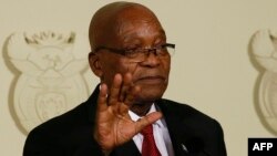 Le président de l'Afrique du Sud, Jacob Zuma, s'adresse à la Nation à Pretoria le 14 février 2018.