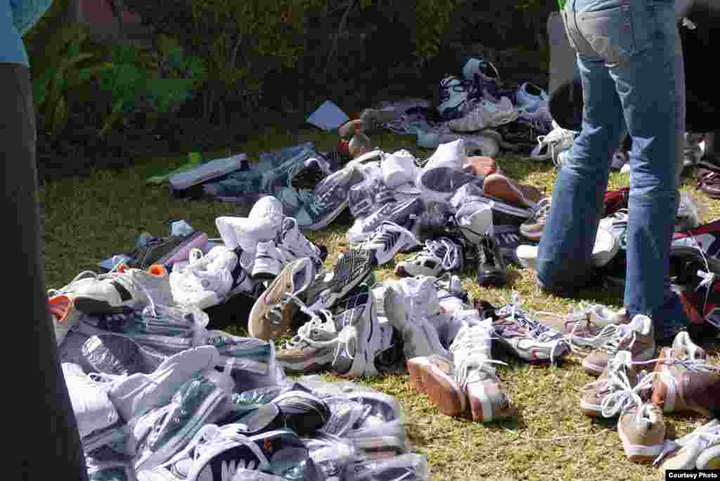 Shoes, shoes and shoes donated by Americans benefiting Zimbabweans.