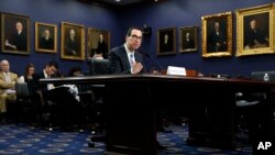 Treasury Secretary Steven Mnuchin testifies at a House Appropriations subcommittee hearing on the budget on Capitol Hill, June 12, 2017.