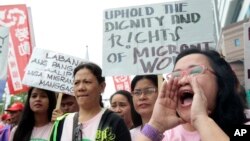 在台湾的外籍劳动人士集体上街，以示抗议(2016年5月1日)
