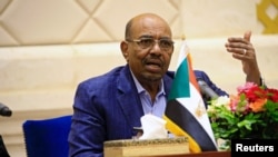 FILE - Sudan's President Omar Hassan al-Bashir speaks during a press conference at the palace in Khartoum, Sudan, March 2, 2017.