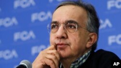 FILE - In this photo dated, Jan. 9, 2017, Fiat Chrysler CEO Sergio Marchionne attends a briefing at the North American International Auto show, in Detroit.