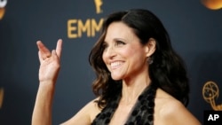 Julia Louis-Dreyfus arrives at the 68th Primetime Emmy Awards on Sunday, Sept. 18, 2016.