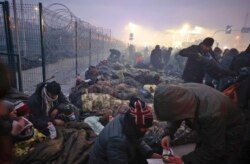 پناهجویان در مرز بلاروس و لهستان در نزدیکی شهر گرودنو، بلاروس - ۲۴ آبان ۱۴۰۰