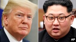 도널드 트럼프 미국 대통령과 김정은 북한 국무위원장. 