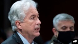 CIA Director William Burns, left, next to National Security Agency Director Gen. Paul Nakasone, testifies at a House Intelligence committee on Oct.. 27, 2021, l in Washington. 