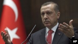Turkish Prime Minister Recep Tayyip Erdogan addressing lawmakers at parliament, Ankara, June 26, 2012.