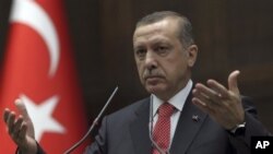 Turkish Prime Minister Recep Tayyip Erdogan addressing lawmakers at parliament, Ankara, June 26, 2012.