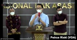 Komisioner Komnas HAM, Beka Ulung Hapsara menyampaikan sikap Komnas HAM terkait kasus GKI Yasmin dalam tangkapan layar. (Foto: VOA/Petrus Riski)