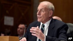 FILE - Homeland Security Secretary John F. Kelly testifies on Capitol Hill in Washington, June 6, 2017, before the Senate Homeland Security and Governmental Affairs Committee hearing on the fiscal 2018 budget.