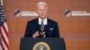Presiden AS Joe Biden memberikan pidato pada penutupan KTT Demokrasi, Jumat (10/12). 