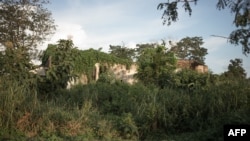 Les ruines de la villa Kolongo, domicile de Bokassa, envahie par la végétation, à Bangui, le 17 septembre 2019.