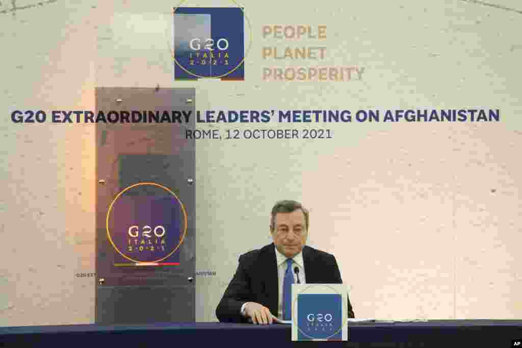 İtaliyanın Baş naziri Mario Dragi Afqanıstandla bağlı G-20 virtual sammitinin sonunda mətbuat konfransı verib