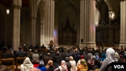 Muslims conduct an unprecedented worship service at the Washington National Cathedral in Washington, D.C., Nov. 14, 2014. (D. Manis / VOA)