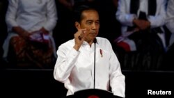 Presiden Joko Widodo di Sentul International Convention Center (SICC), Bogor, Jawa Barat Minggu (14/7).