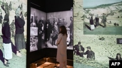 People visit "Anne Frank The Exhibition," during its official opening on International Holocaust Remembrance Day at the Center for Jewish History in New York on Jan. 27, 2025.