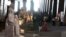 Visitors walk past ancient Egyptian colossal statues along the Grand Staircase at the Grand Egyptian Museum in Giza, Egypt, October 15, 2024.
