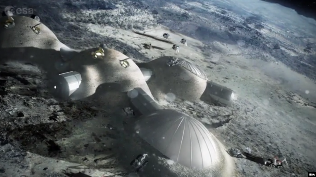 Badan antariksa Eropa atau European Space Agency (ESA) bekerjasama dengan badan antariksa China akan membangun 'Desa Bulan' seperti gambar artis ini (foto: ilustrasi). 