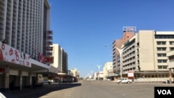 The city was deserted Tuesday as people were ordered to leave the central business district. (Taurai Shava)