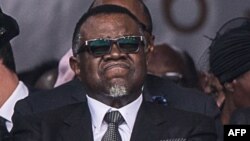 Le président namibien Hage Geingob aux funérailles de Winnie Madikizela Mandela, assistent à Johannesburg, le 14 avril 2018. 