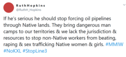 Tweet by Dakota/Lakota Sioux writer Ruth Hopkins