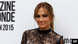Une photo de Jennifer Lopez avant sa conférence de presse dans le cadre du festival Mawazine à Rabat, Maroc, le 28 may 2015.