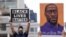 People hold up signs, including one with an image of George Floyd, outside the courthouse in Minneapolis, Minnesota, April 20, 2021, after former Minneapolis police officer Derek Chauvin was found guilty in the death of Floyd.