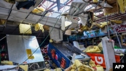 Debris is seen inside a gas station store in Lakewood Park, Florida, after a tornado hit the area and caused severe damage as Hurricane Milton swept through Florida on October 10, 2024.