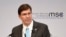 U.S. Secretary of Defense Mark Esper speaks on the second day of the Munich Security Conference in Munich, Germany, Feb. 15, 2020.